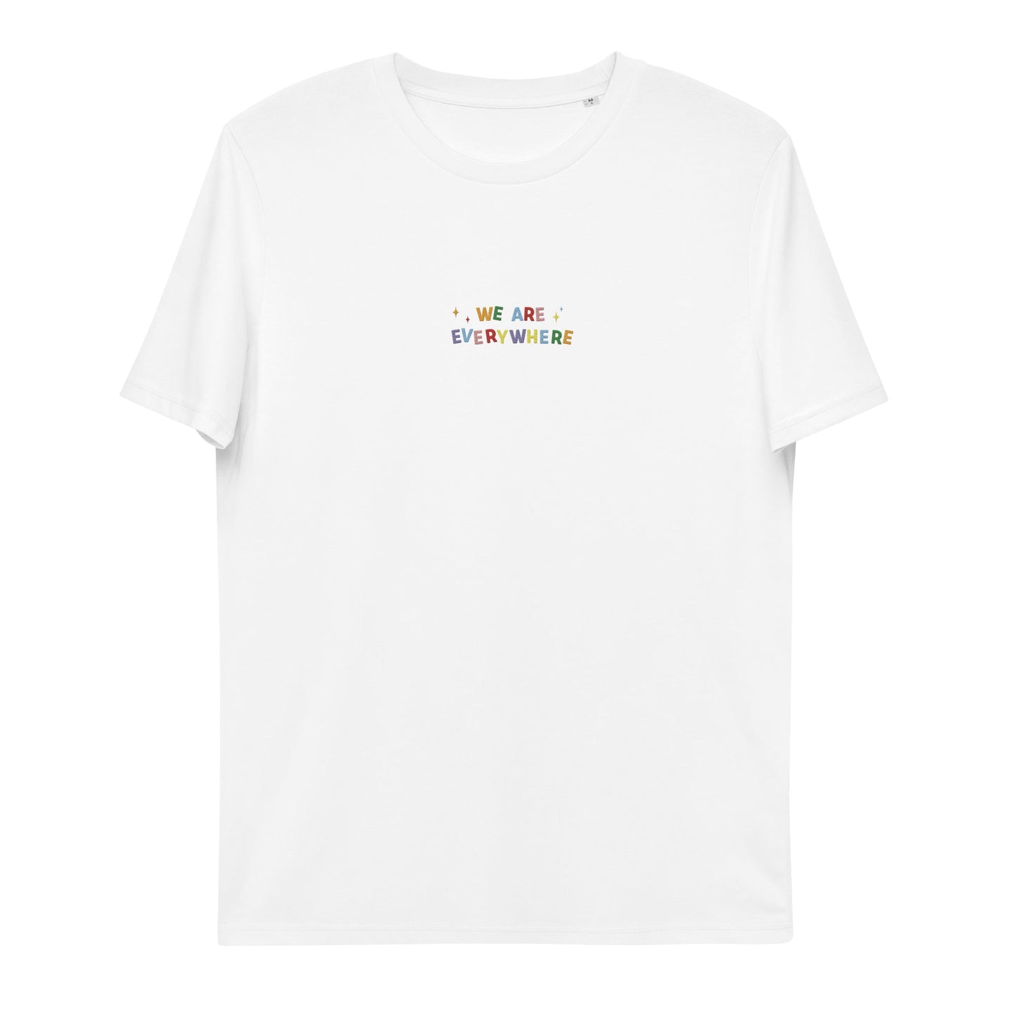 An empowering White t-shirt showcasing the statement "I am a rainbow," symbolizing inclusivity and the beauty of diversity.