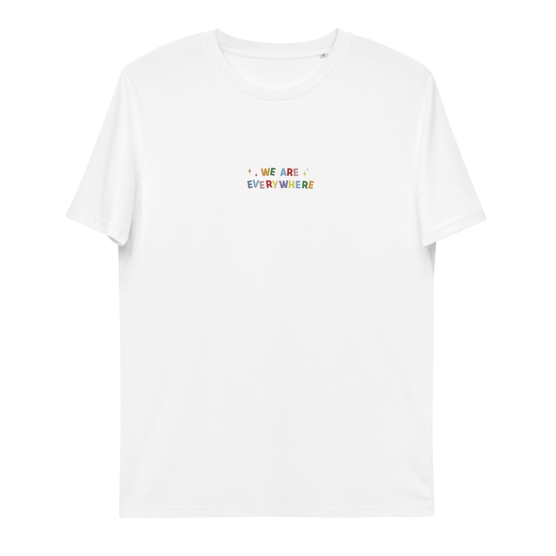 An empowering White t-shirt showcasing the statement "I am a rainbow," symbolizing inclusivity and the beauty of diversity.